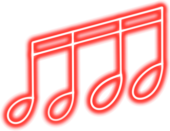Red neon music note