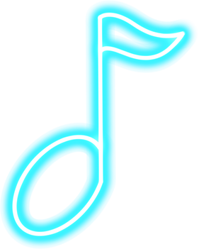 Blue neon sheet music symbol